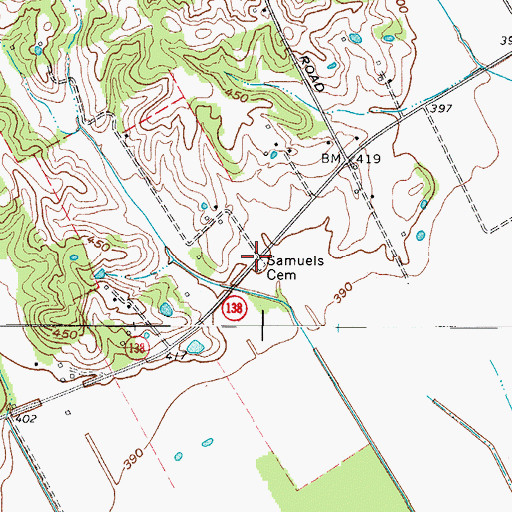 Topographic Map of Samuels Cemetery, KY