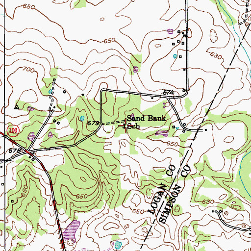 Topographic Map of Sand Bank School, KY