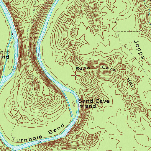 Topographic Map of Sand Cave Hollow, KY