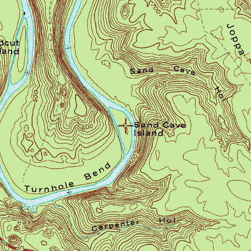 Topographic Map of Sand Cave Island, KY