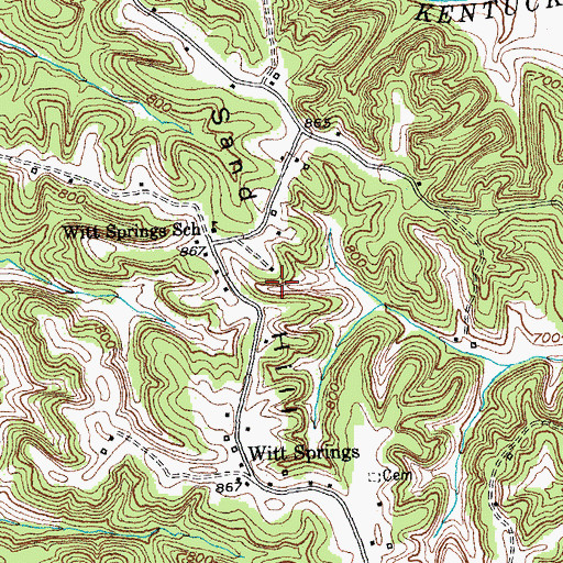 Topographic Map of Sand Hill, KY