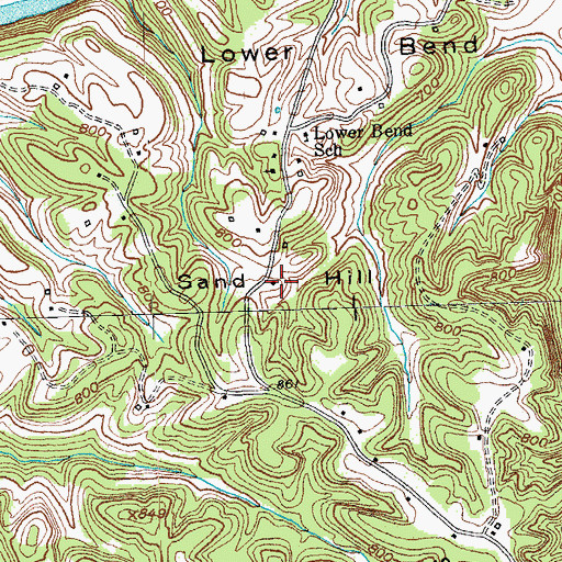 Topographic Map of Sand Hill, KY