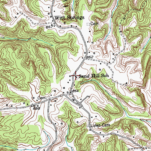 Topographic Map of Sand Hill School, KY
