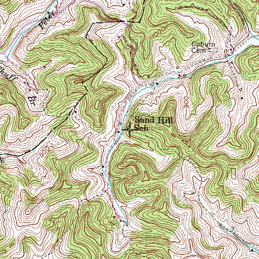 Topographic Map of Sand Hill School, KY