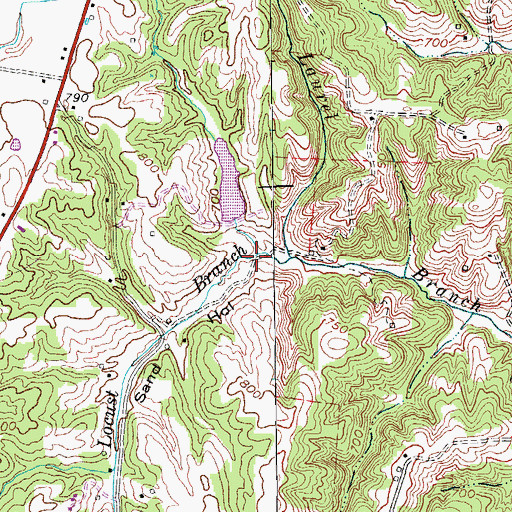 Topographic Map of Sand Hollow, KY