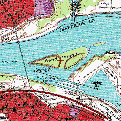 Topographic Map of Sand Island, KY