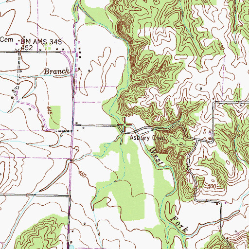 Topographic Map of Sand Lick Branch, KY