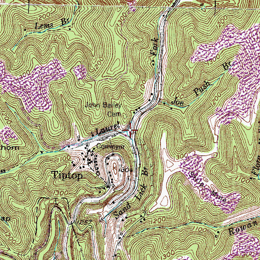 Topographic Map of Sand Lick Branch, KY