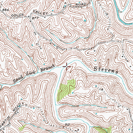 Topographic Map of Sand Lick Branch, KY
