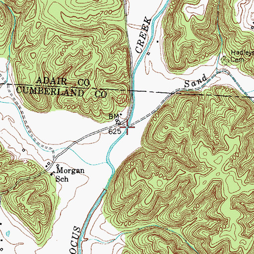 Topographic Map of Sand Lick Creek, KY
