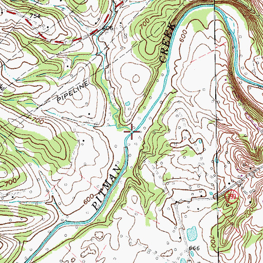 Topographic Map of Sand Lick Creek, KY