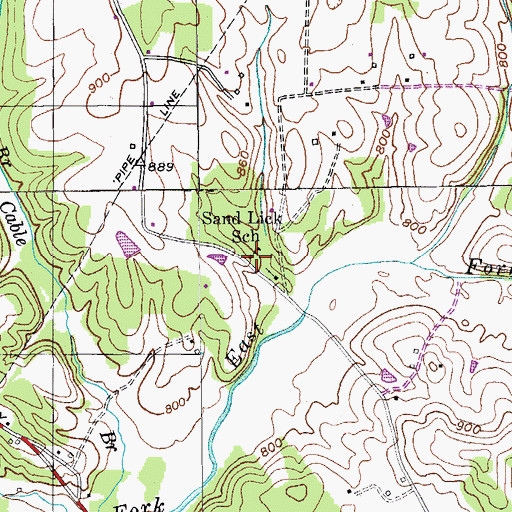 Topographic Map of Sand Lick School, KY