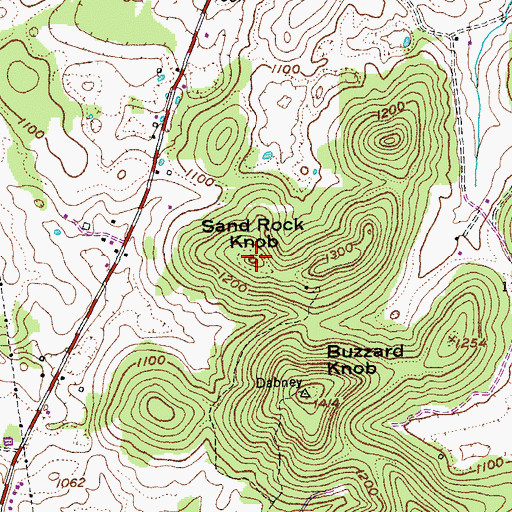 Topographic Map of Sand Rock Knob, KY