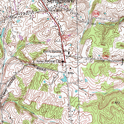 Topographic Map of Sand Spring Church, KY