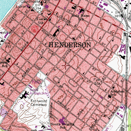 Topographic Map of Sanderfur Training School, KY