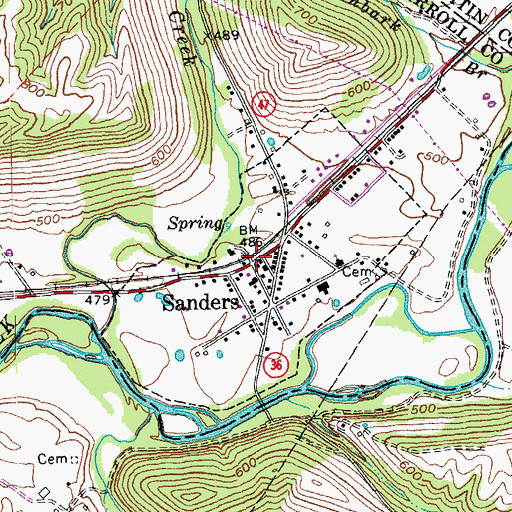 Topographic Map of Sanders, KY