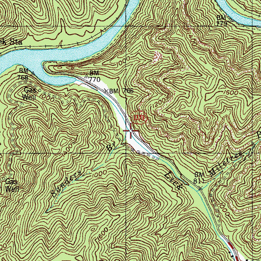 Topographic Map of Sanders Branch, KY