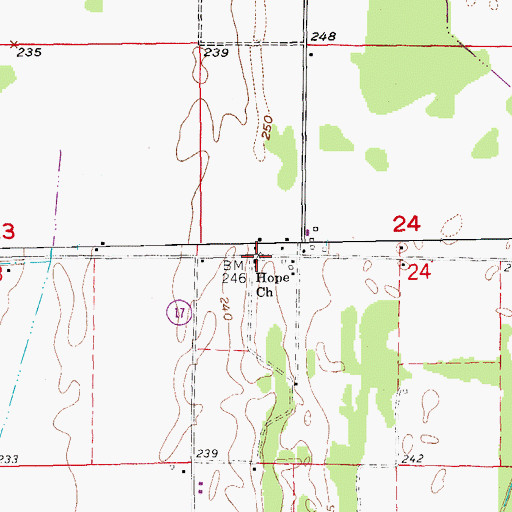 Topographic Map of Hope Church, AR