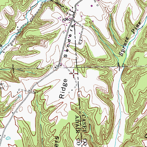 Topographic Map of Sanders Ridge, KY