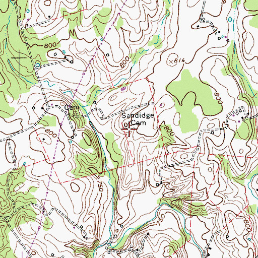 Topographic Map of Sandidge Cemetery, KY