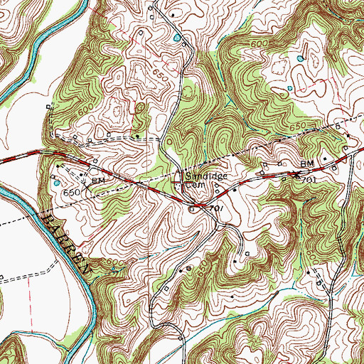 Topographic Map of Sandidge Cemetery, KY