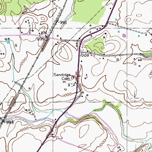 Topographic Map of Sandidge Cemetery, KY