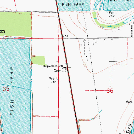 Topographic Map of Hopedale Church, AR