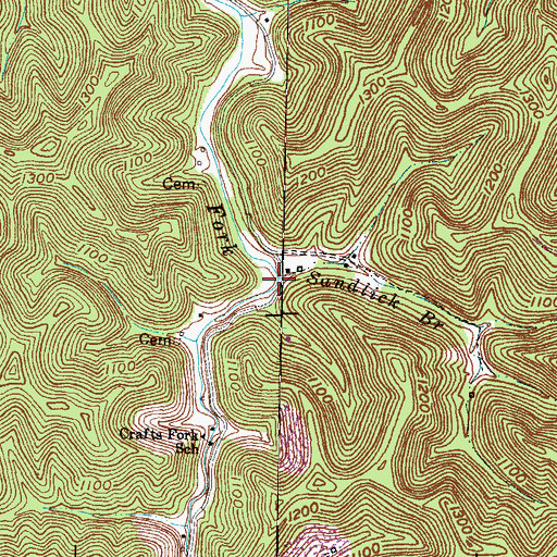 Topographic Map of Sandlick Branch, KY
