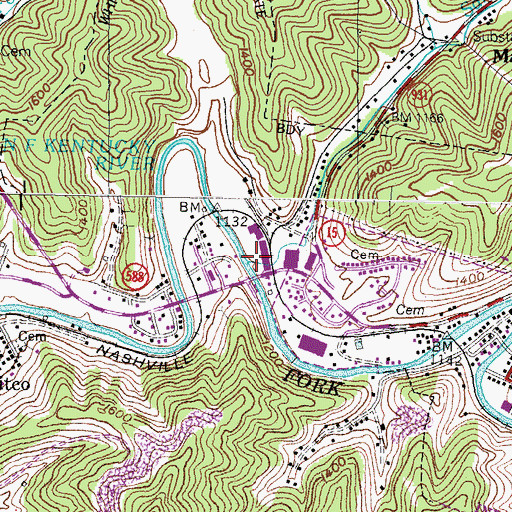 Topographic Map of Sandlick Creek, KY
