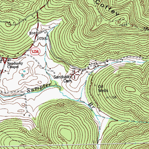 Topographic Map of Sandusky Cemetery, KY
