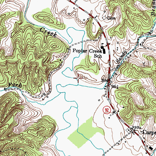 Topographic Map of Sandy Branch, KY