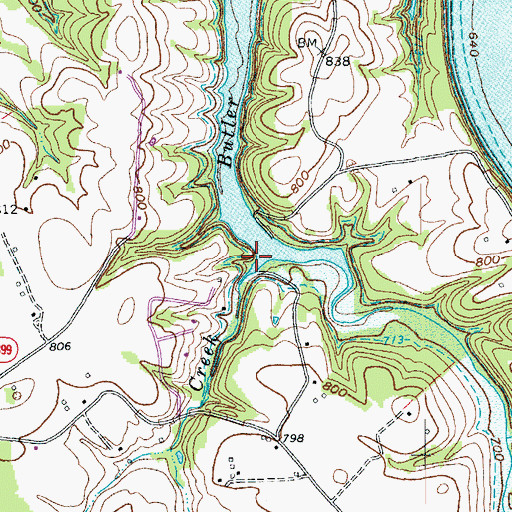Topographic Map of Sandy Creek, KY