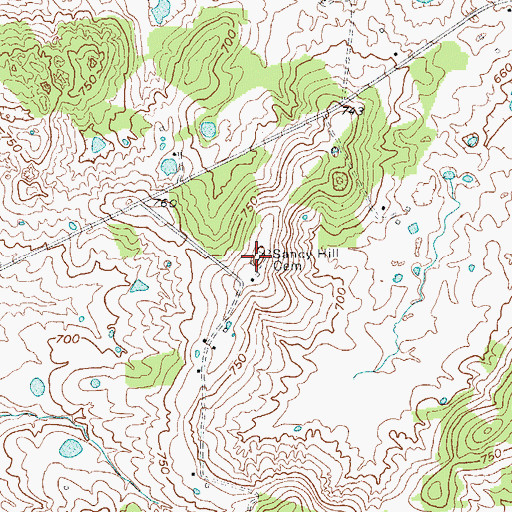 Topographic Map of Sandy Hill Cemetery, KY