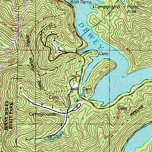 Topographic Map of Sandy Valley Girl Scout Camp, KY