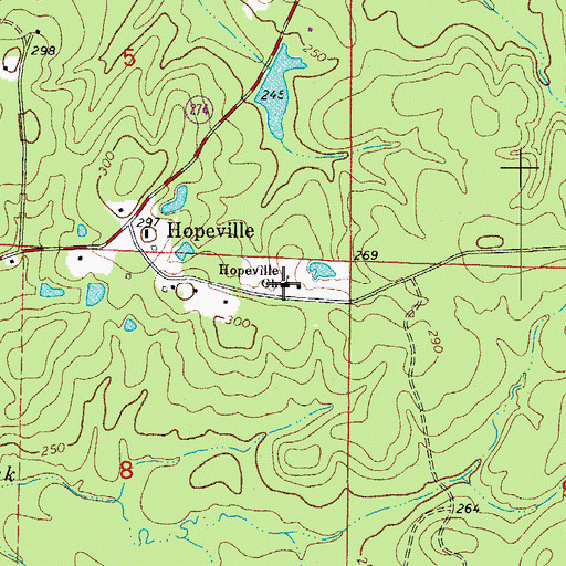 Topographic Map of Hopeville Church, AR