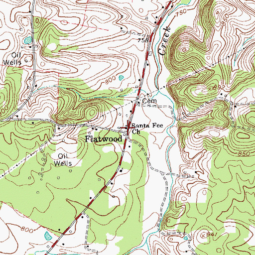 Topographic Map of Santa Fee Church, KY
