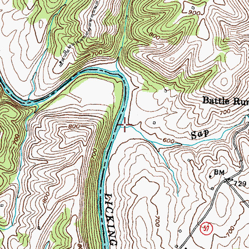 Topographic Map of Sap Branch, KY