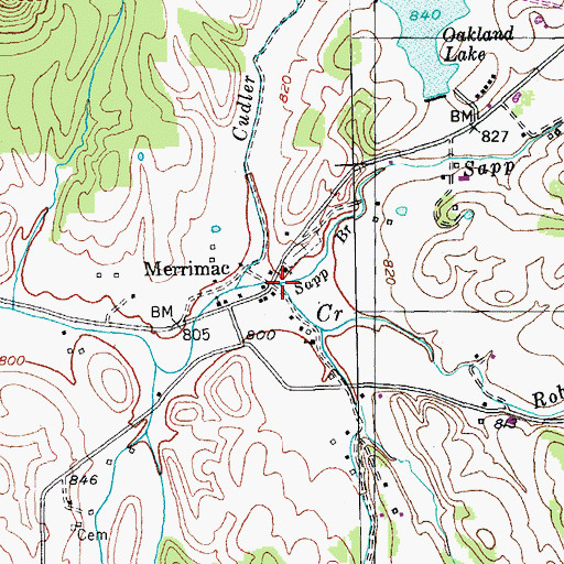 Topographic Map of Sapp Branch, KY