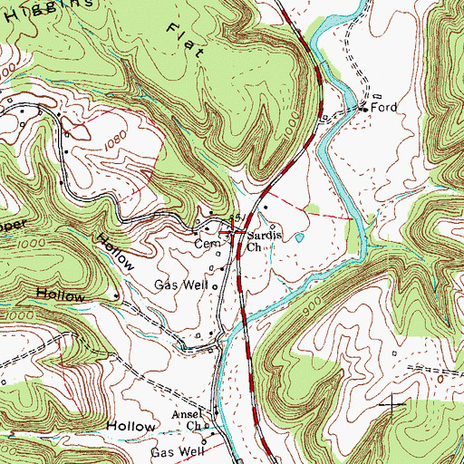 Topographic Map of Sardis Church, KY