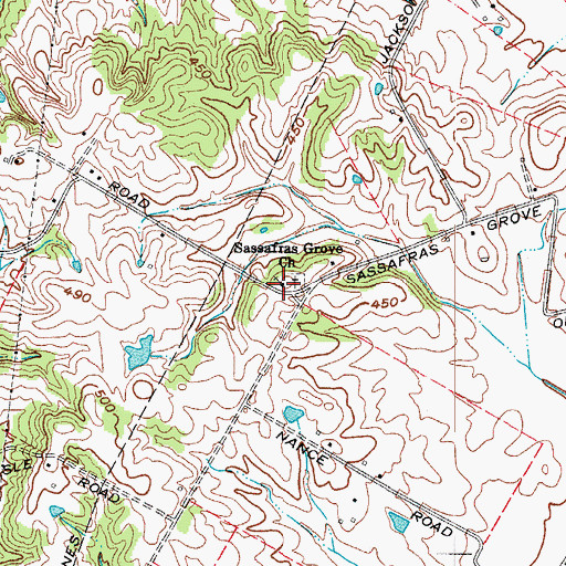 Topographic Map of Sassafras Grove Methodist Church, KY