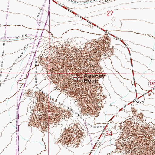 Topographic Map of Agency Peak, AZ