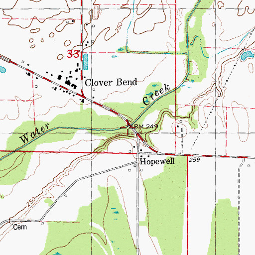 Topographic Map of Hopewell, AR