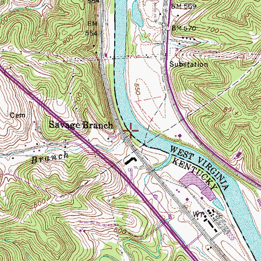 Topographic Map of Savage Branch, KY