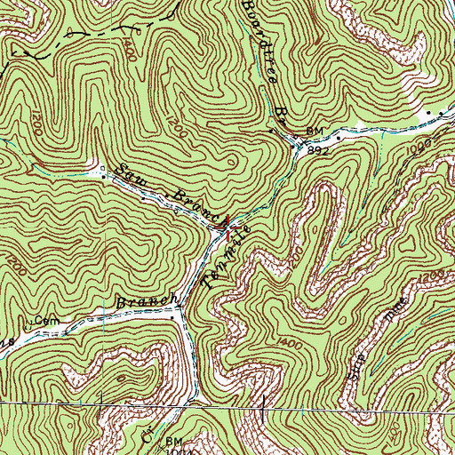 Topographic Map of Saw Branch, KY