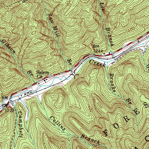 Topographic Map of Saw Mill Branch, KY