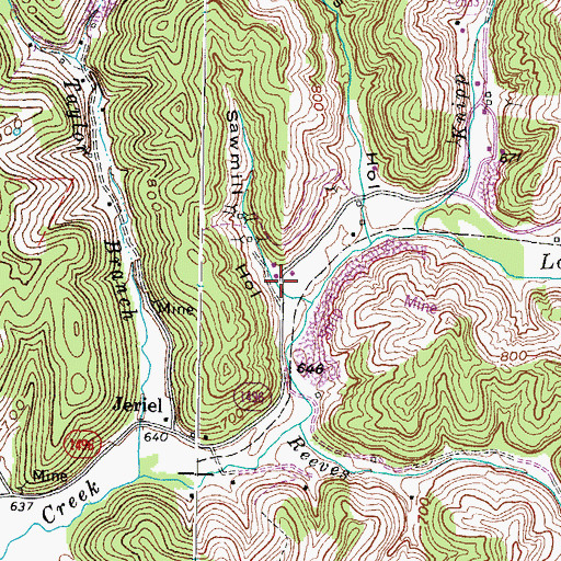 Topographic Map of Sawmill Hollow, KY