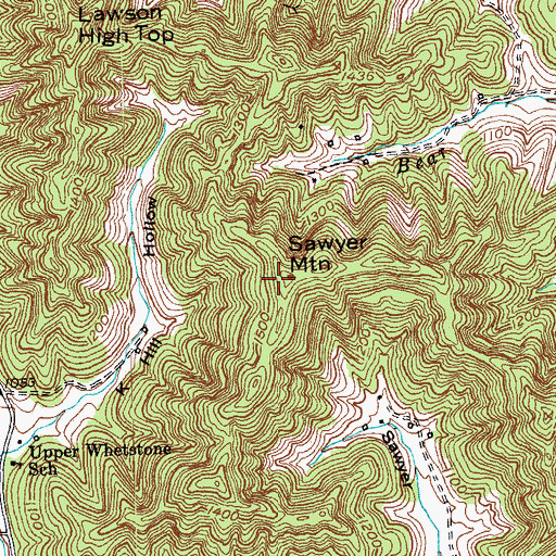 Topographic Map of Sawyer Mountain, KY