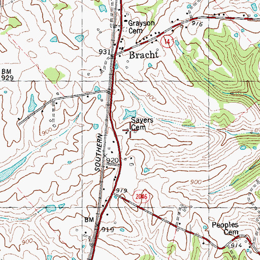 Topographic Map of Sayers Cemetery, KY