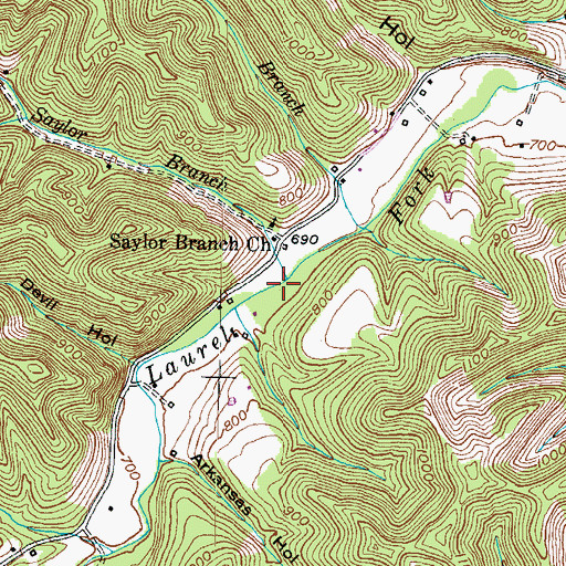 Topographic Map of Saylor Branch, KY