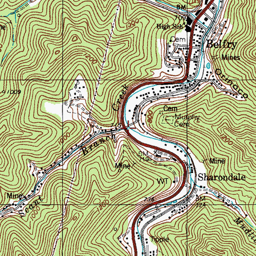 Topographic Map of Scant Branch, KY